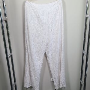 White Lace Wide-Leg Pants